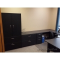 Black Executive C / U Suite Desk with File, Pedestal, Storage